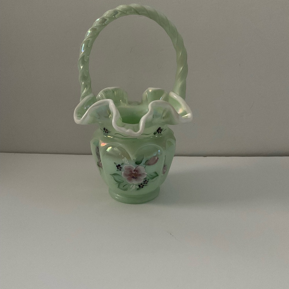 Vintage Fenton Ruffled Basket